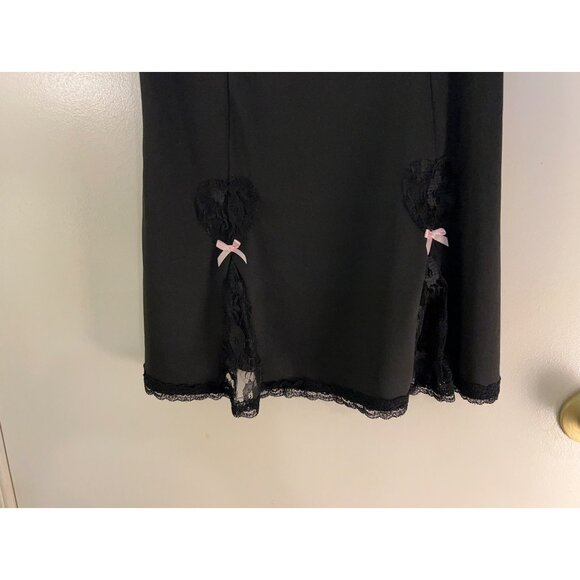 Black Slip Lace Dress Women Size M Babydoll Nightie Lingerie Chemise Cami Nightg - Picture 5 of 16